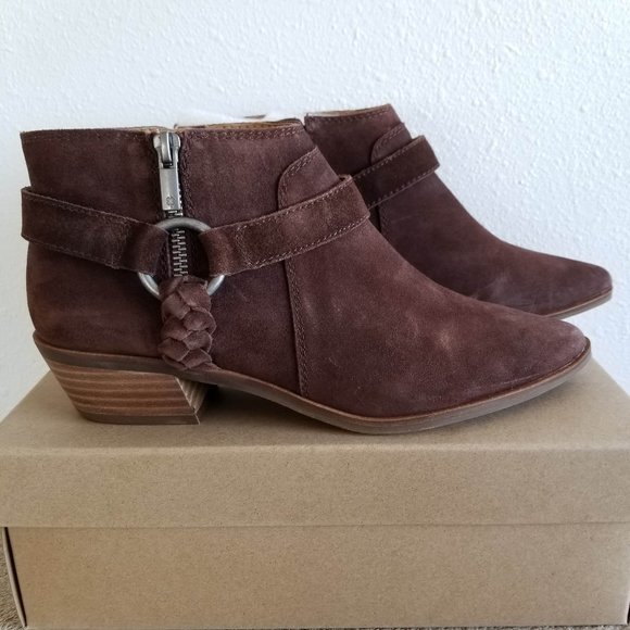 New Lucky Brand brown suede block heel booties - Picture 2 of 9